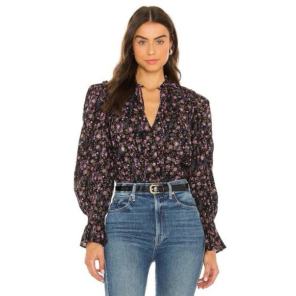 Free People Tops - Free People Meant To Be blouse Black Floral